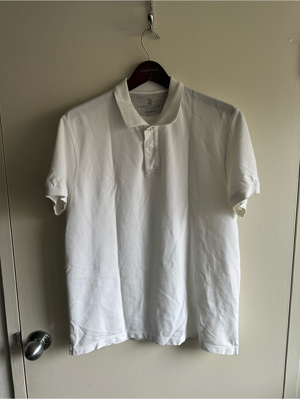 Brunello Cucinelli Regular Fit White Polo Shirt EU 52